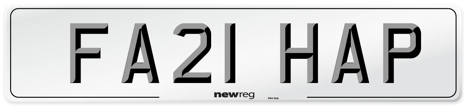 FA21 HAP Number Plate from New Reg